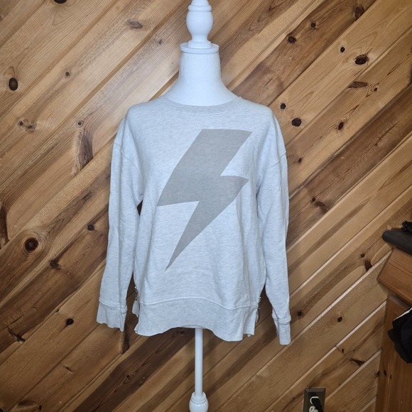 SUNDRY Anthropologie Lightening Bolt Crew Neck Sweatshirt Size‎ 1 (Small) - Picture 1 of 5
